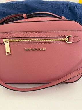 Michael Kors Rose Pink Saffiano Crossbody with Gold Hardware